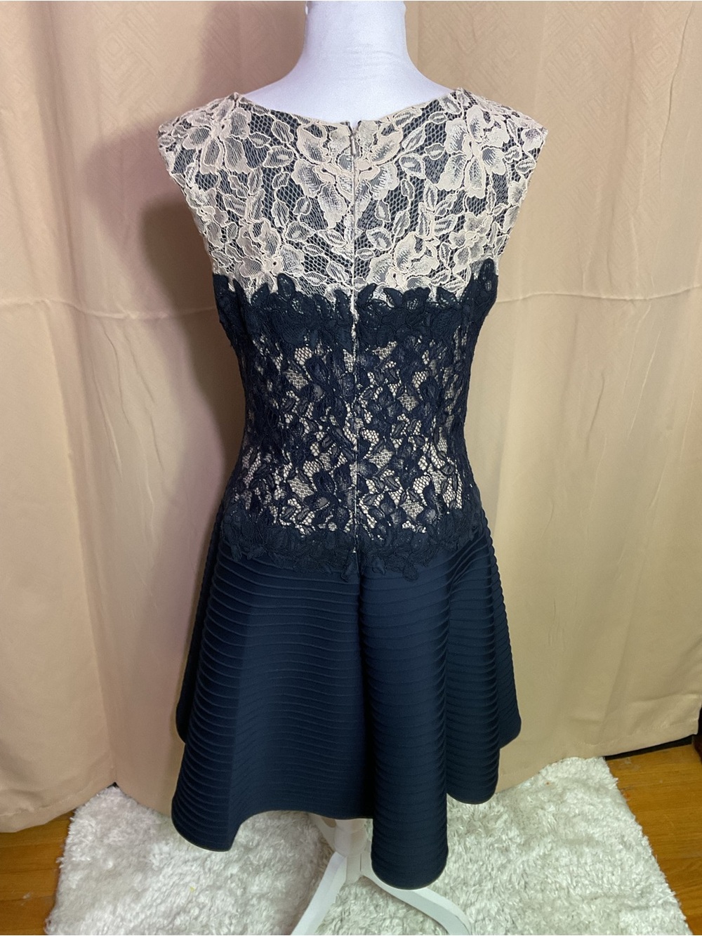 Tadashi Shoji Pintuck  Neoprene A Line Cocktail Dress - Picture 6 of 11